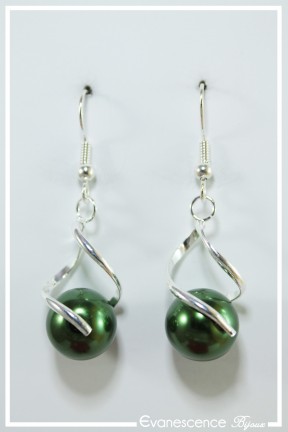 Boucles d'oreilles Maou - Couleur Vert et Argent