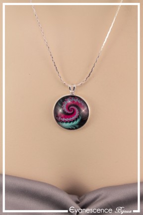 pendentif-cabochon-spirales-couleur-fuchsia-noir-et-vert-porte-zoom