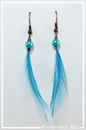 Boucles d'Oreilles Chat & Perle Turquoise (Argent)